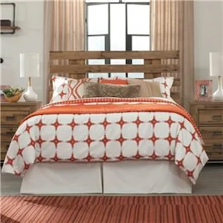 Contemporary Queen Panel Headboard with Wide Slats